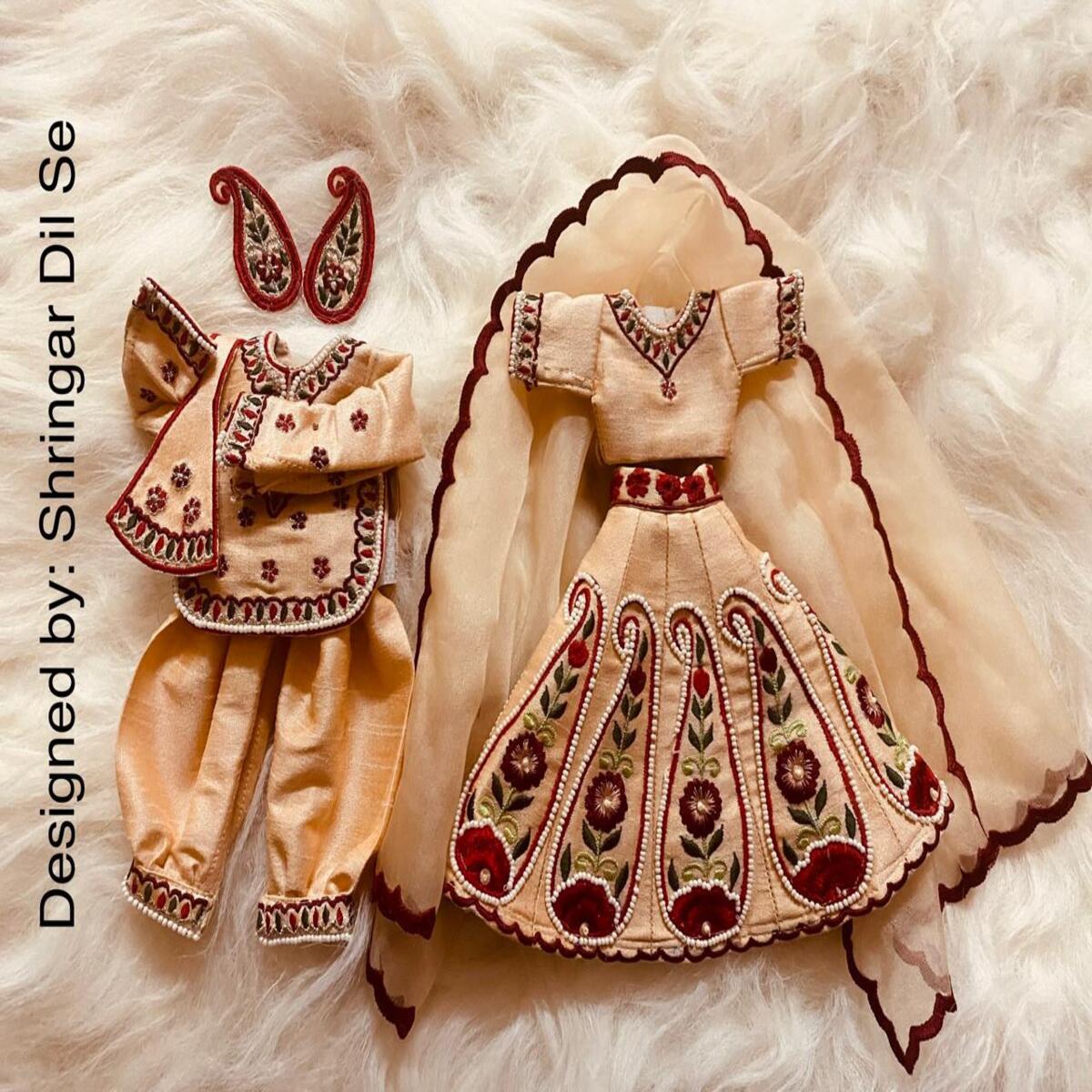 Peach Color Dress For Radha Krishna